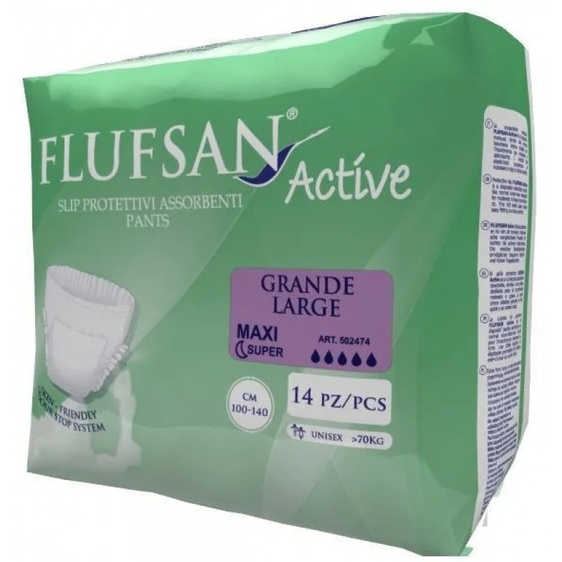Подгузники-трусики для взрослых FLUFSAN Active Supernight Maxi, размер L, 14 шт