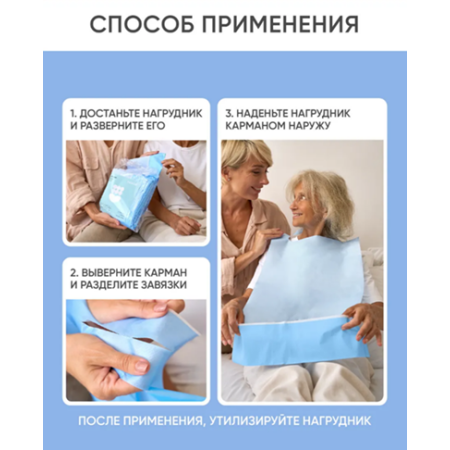 Нагрудники непромокаемые Beside одноразовые с карманом 66*37см 50 шт